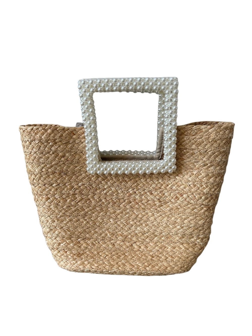 Boutique Pearl Handle Straw Basket Tote Bag | Coquette Cottagecore Summer Beach
